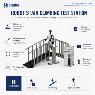 Station de test d'escalade d'escaliers robotisée, équipement de test d'escalade d'escaliers, spécifications d'escaliers personnalisables, contrôle PLC, garde-corps anti-chute