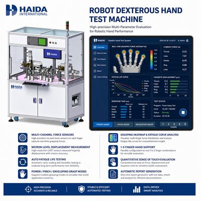 Machine de test de la main robot débrouillarde à plusieurs doigts Testeur de la force d'accrochage de la pointe des doigts Déplacement de la fatigue Équipement de test de la durée de vie