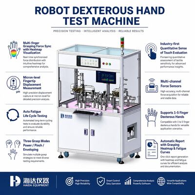 Machine de test de la main robot débrouillarde à plusieurs doigts Testeur de la force d'accrochage de la pointe des doigts Déplacement de la fatigue Équipement de test de la durée de vie