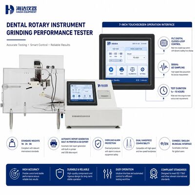 Testeur de performance de meulage d'instruments rotatifs dentaires, machine d'essai d'usure de tête de fraise, test d'efficacité de coupe pour contrôle qualité de pièce à main