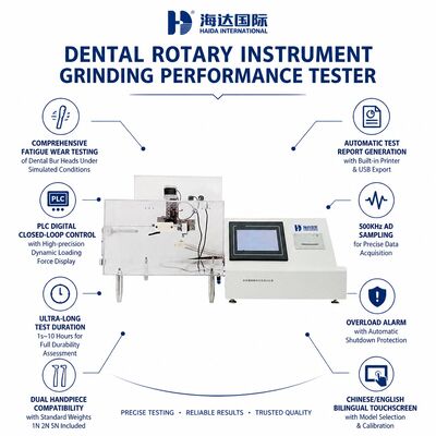 Testeur de performance de meulage d'instruments rotatifs dentaires, machine d'essai d'usure de tête de fraise, test d'efficacité de coupe pour contrôle qualité de pièce à main