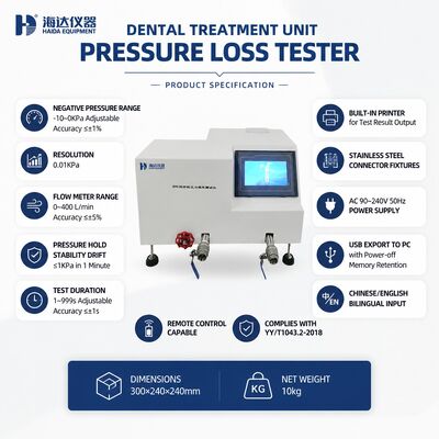 Dental Treatment Unit Pressure Loss Tester Negative Pressure Decay Testing Machine 0.01 kpa Resolution Dental Equipment