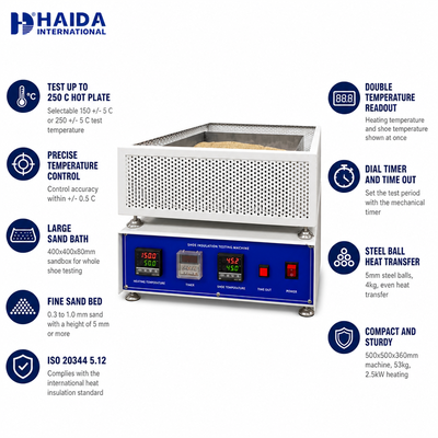 Testeur d'isolation thermique pour chaussures HAIDA, machine d'essai d'isolation thermique pour chaussures entières, équipement d'essai de chaussures ISO 20344 5.12