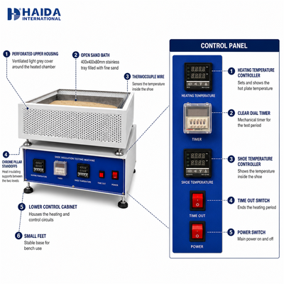 Testeur d'isolation thermique pour chaussures HAIDA, machine d'essai d'isolation thermique pour chaussures entières, équipement d'essai de chaussures ISO 20344 5.12
