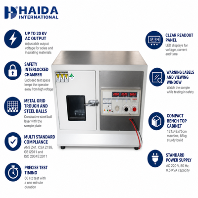 HAIDA Testeur de tension de résistance des chaussures Machine d'essai de tension d'isolation de semelle de chaussure Équipement de test de chaussures ISO 20345