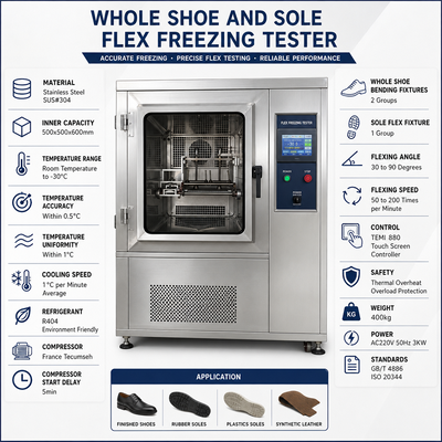 Machine d'essai de flexion à basse température HAIDA pour chaussures et semelles entières, testeur de flexion libre, équipement standard GB ISO 20344